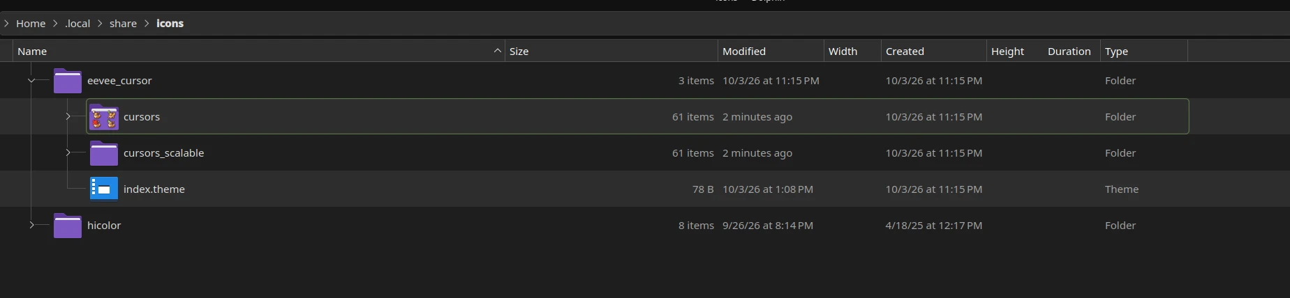 Image showing new theme in the local icons directory