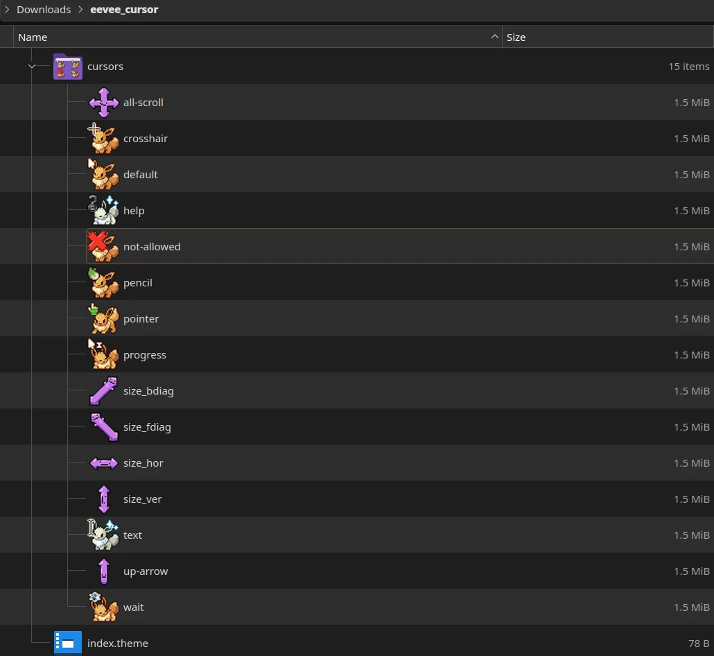 Project structure showing cursors are filled
