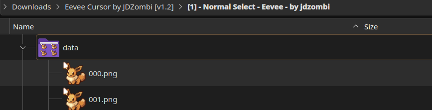 data directory screenshot